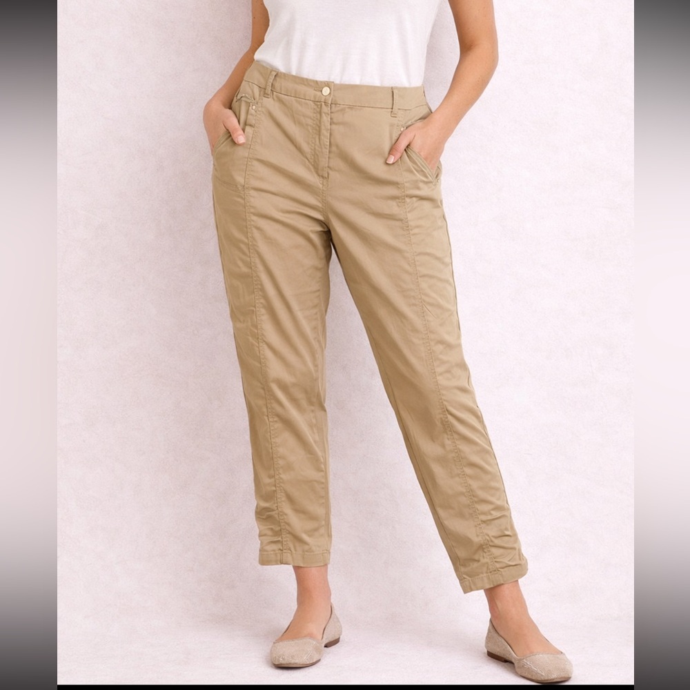Chico’s Beige Ankle Pants Stretch Cotton Slim Fit Casual Work - Size 2